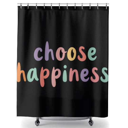 Choose Happiness Retro Colorful Pastel Kids Shower Curtains