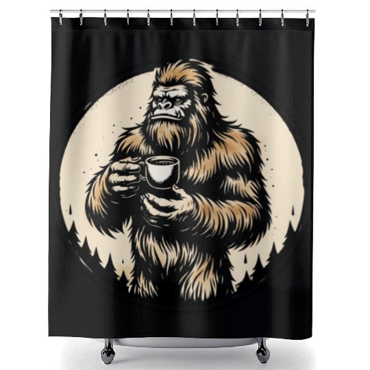 dark wild coffee wild man monkey Chewbacca Beard Shower Curtains