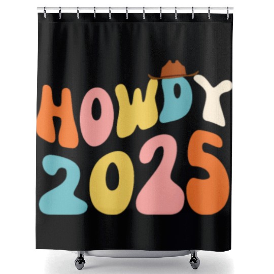 Howdy 2025 funny 2025 NYE Groovy Shower Curtains