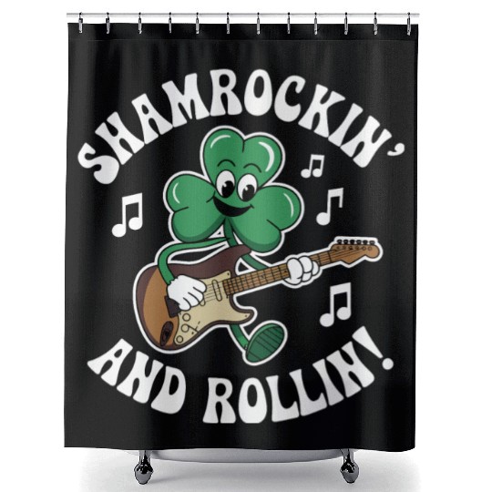 Shamrockin' and Rollin' St. Patrick's Rock & Roll Shower Curtains