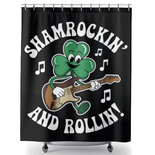 Shamrockin' and Rollin' St. Patrick's Rock & Roll Shower Curtains