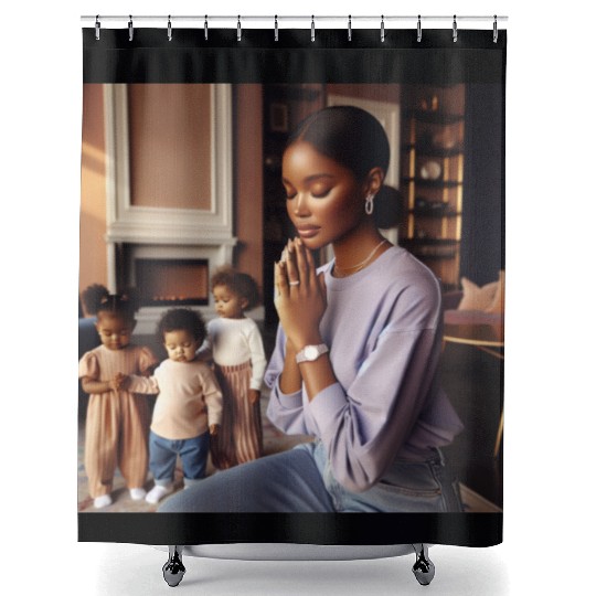 Caramel-skinned African American Woman Shower Curtains