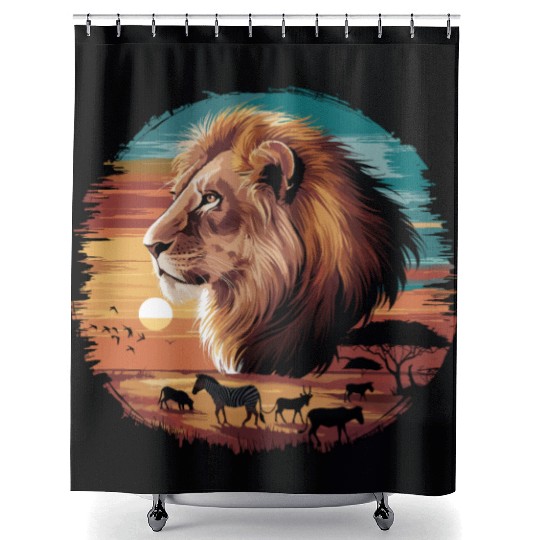 Majestic African Lion Safari Adventure Shower Curtains
