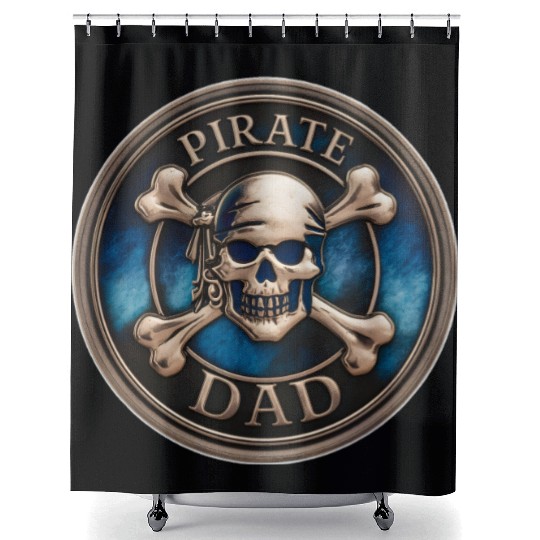 Pirate DAD Cool Pirate Medallion Gift for Dads Shower Curtains