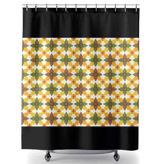 A colorful mixture of yellow green brown orange Shower Curtains
