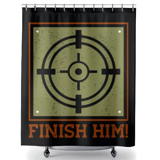 FINISH HIM Shower Curtains