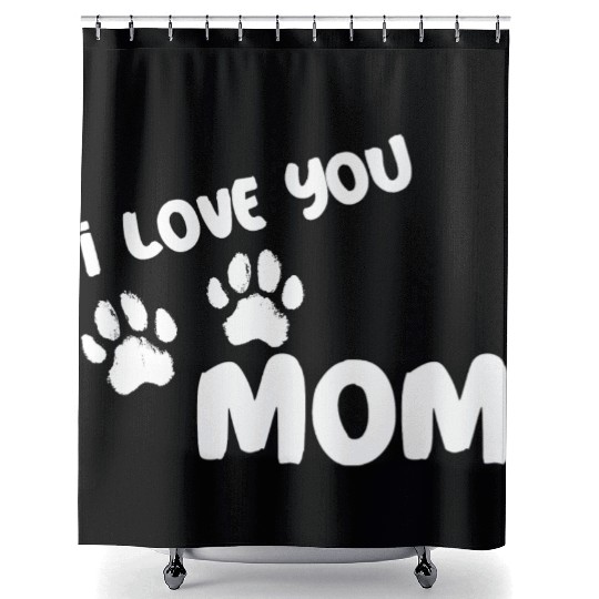 I Love You Mom Puppy Love for dark Shower Curtains