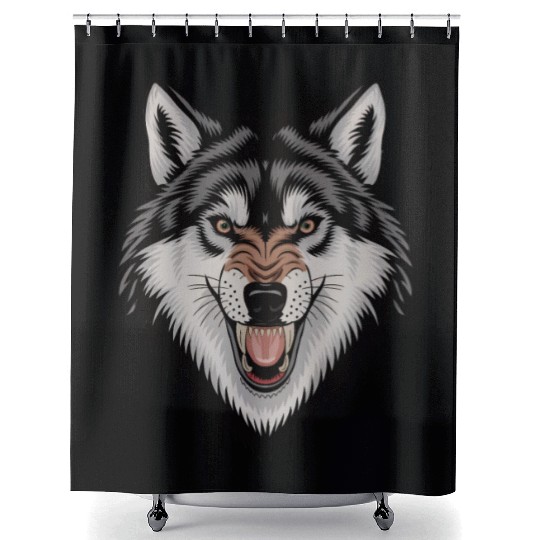 Angry wolf Shower Curtains