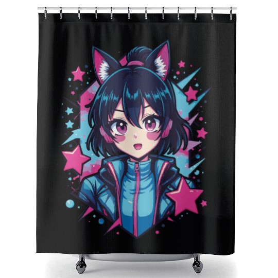 Techwear Anime Manga Harajuku cyberpunk Shower Curtains