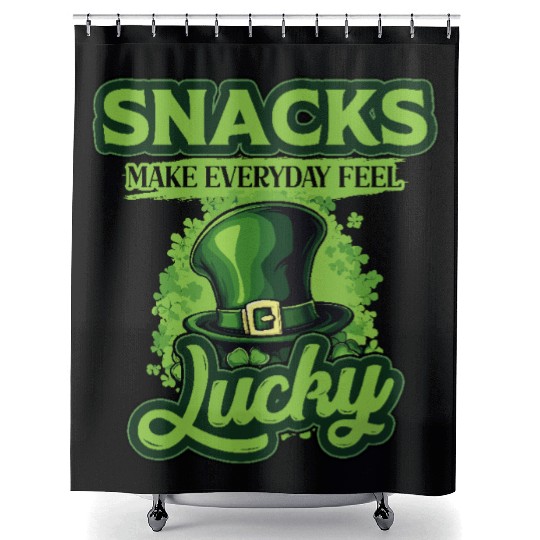 Snacks Make Everyday Feel Lucky St Patricks Day Shower Curtains