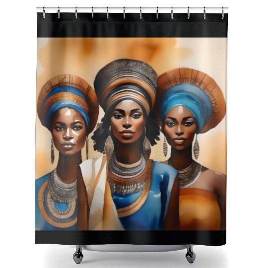 African Woman Portrait C Shower Curtains