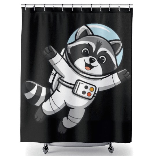 Astro Racoon for Kids Astronaut Shower Curtains