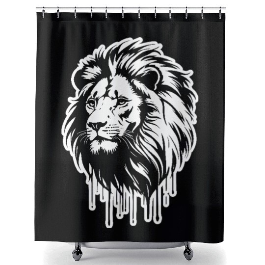 White Lion King Graffiti Style Art Printed Shower Curtains