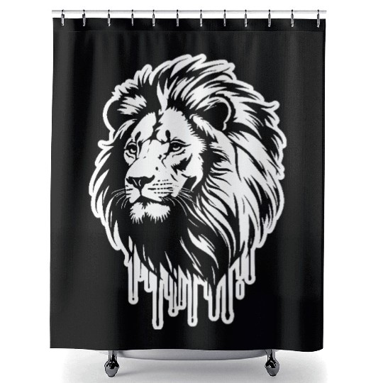 White Lion King Graffiti Style Art Printed Shower Curtains