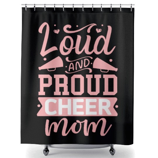 Loud And Proud Cheer Mom Heart Cheerleader Sports Shower Curtains