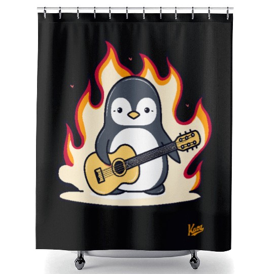 Music Guitar Penguin Shower Curtains
