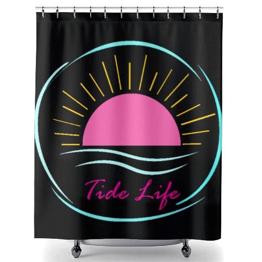 Retro Tide Life Neon Shower Curtains