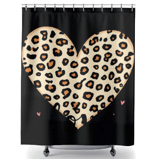 Trendy Vintage Retro Love Cheetah Leopard Print Shower Curtains