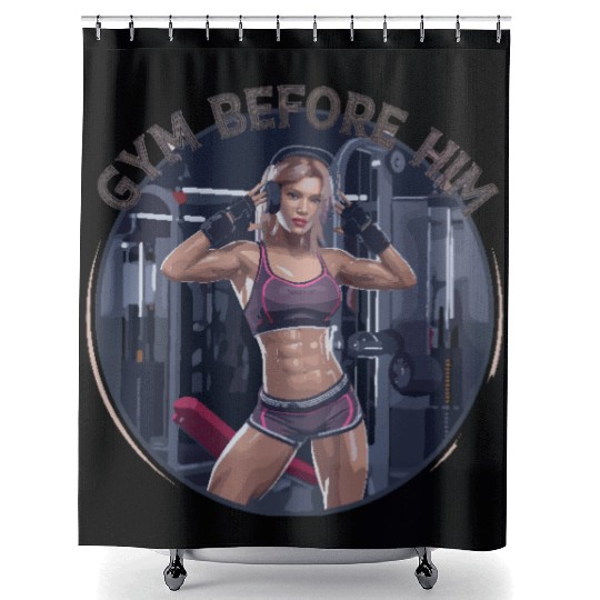 Gym Before Him for a Sporty women Shower Curtains