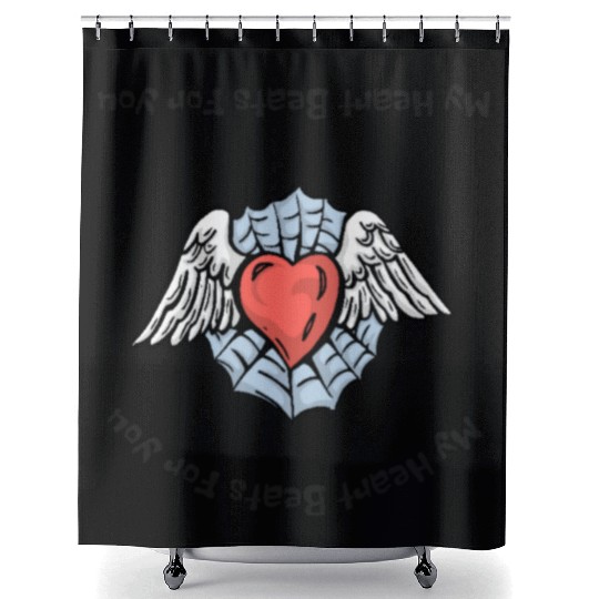 My heart beats for you Valentine Shower Curtains