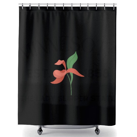 Elegant Pink and Green Floral Illustration Shower Curtains