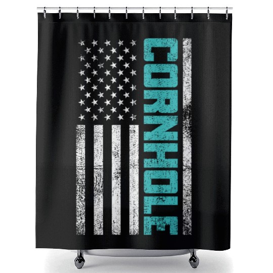Cornhole Usa Flag Shower Curtains