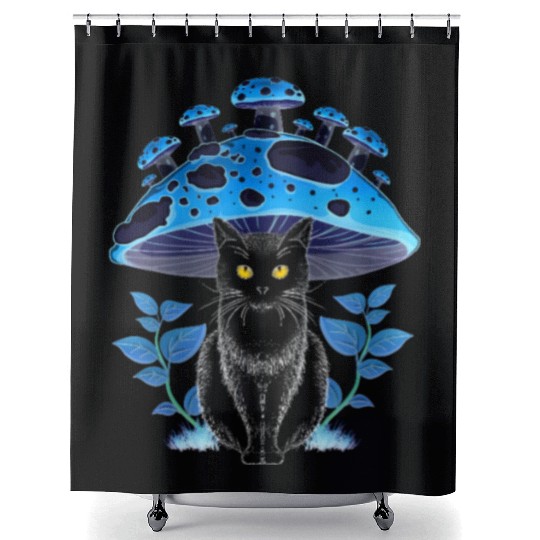 Cottagecore Aesthetic Cat Mushroom Shower Curtains