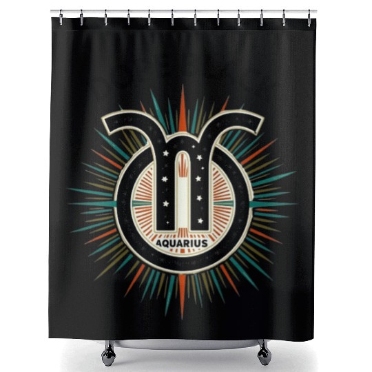 Dope black Aquarius, Zodiac Gift Shower Curtains