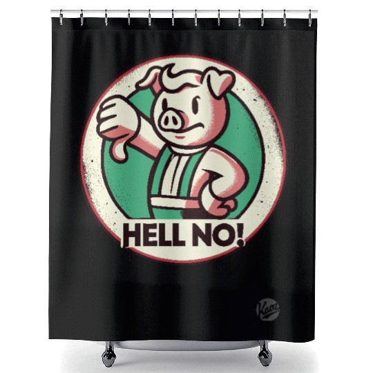 Hell No! Grumpy thunbs down Pig Attitude Shower Curtains