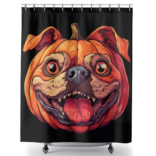 Pumpkin Dog Halloween Dog Pumpkin Shower Curtains