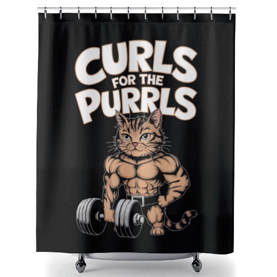 Bodybuilding Cat Fitness Workout Gym Instructor Shower Curtains