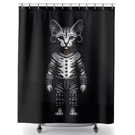 Warrior Cat with Piercings and Spacers Shower Curtains