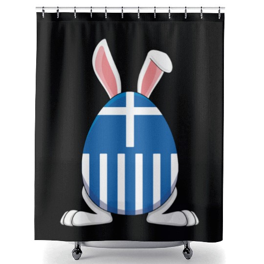 Rabbit Bunny Greece Flag Greek Flag Shower Curtains