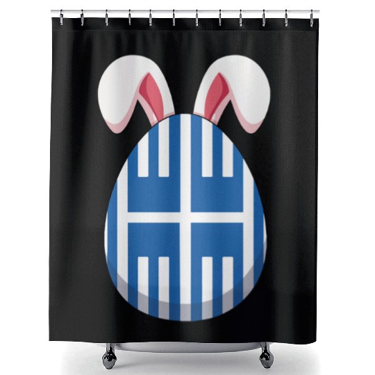 Bunny Rabbit Greece Flag Greek Flag Shower Curtains