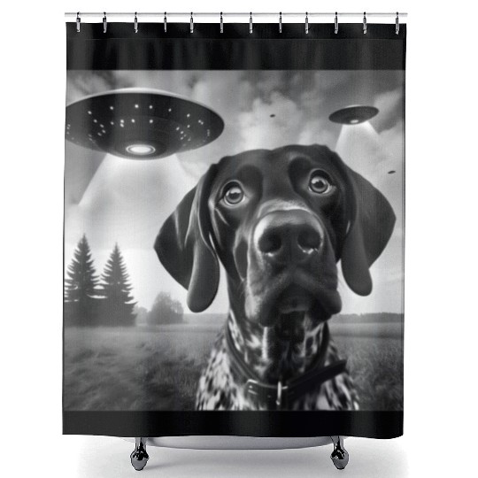 German Shorthaired Pointer Funny Sci-fi Graphic Se Shower Curtains