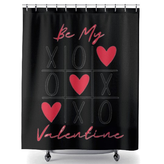 Be My Valentine Tic Tac Toe Shower Curtains