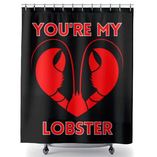 You're My Lobster Valentine’s Day Romance Matching Shower Curtains