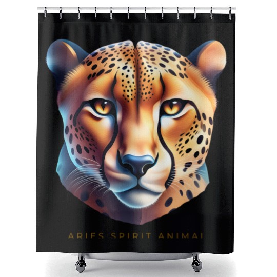 Aries Spirit Animal Cheetah Shower Curtains