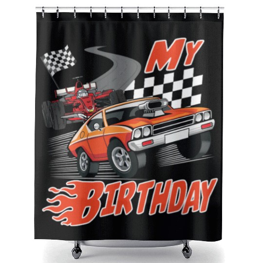 Fun My Birthday Race Car Boys Girls Youth Men Shower Curtains