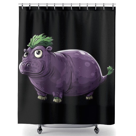 Hip Eggplant Shower Curtains