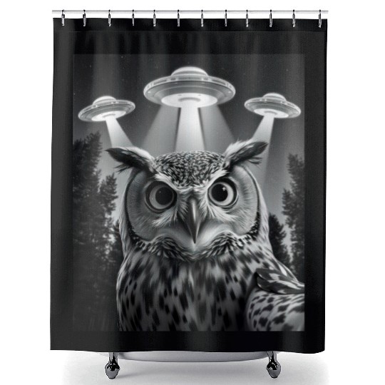 UFO Funny Owl Shower Curtains