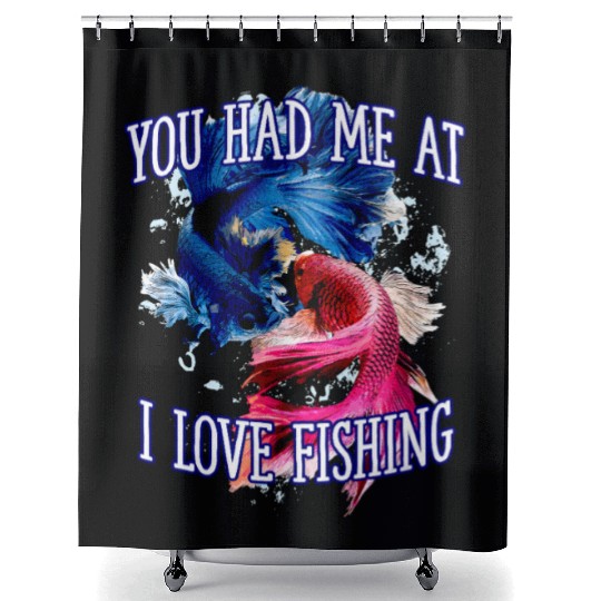 You Had Me at I Love Fishing Couples Fisherman Shower Curtains