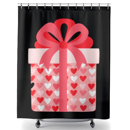 Hearts Gift Box Pattern Design Shower Curtains