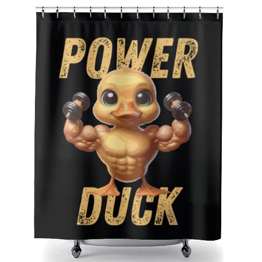 Bodybuilding Gym Fitness Workout Gift - Power Duck Shower Curtains