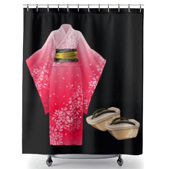 Elegant Japanese Kimono Shower Curtains