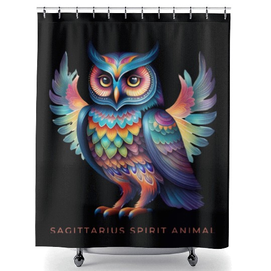 Sagittarius Spirit Animal Owl Alebrije Male Shower Curtains