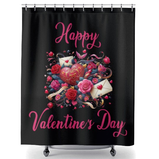Happy Valentine's day Shower Curtains