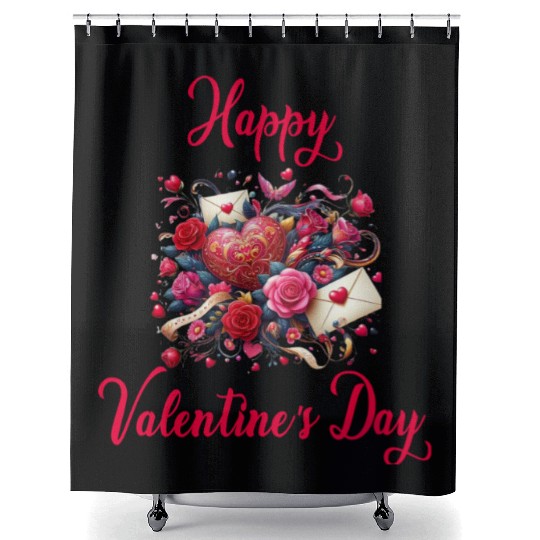 Happy Valentine's day Shower Curtains