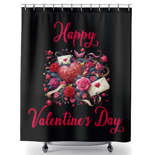 Happy Valentine's day Shower Curtains