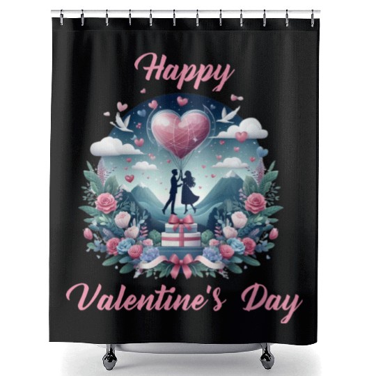 Happy Valentine's day Shower Curtains
